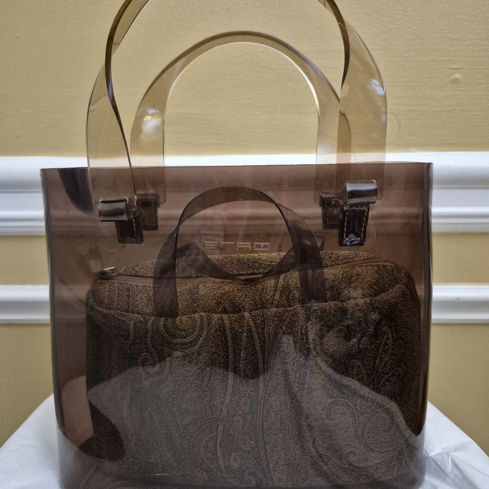 Etro Brown Tinted PVC Tote - Picture 8 of 12